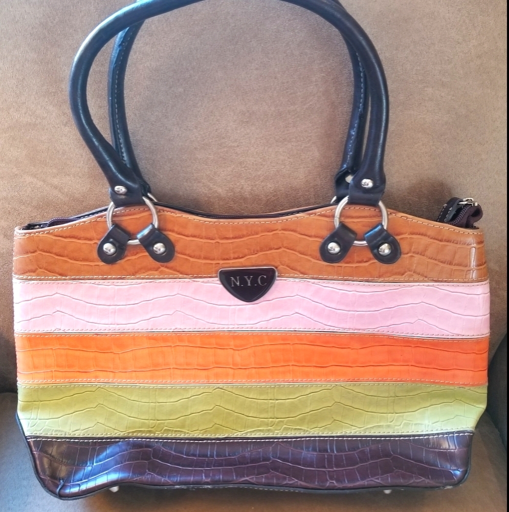 N.Y.C striped structured shoulder bag